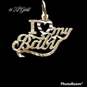 🆕 14 Karat Gold “I ❤️ My Baby” Charm